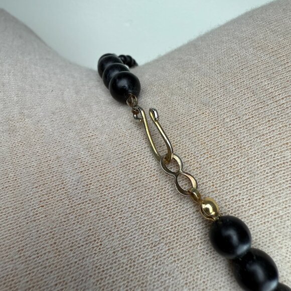 Vintage MOP Inlay Panther Cat Beaded Necklace Pendant 23.5" - Picture 7 of 7